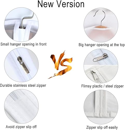 Miniatura 9 de Thipoten Bolsas para ropa, juego de 5 bolsas ligeras de 33 pulgadas con cremallera completa de acero inoxidable, bolsas para ropa para