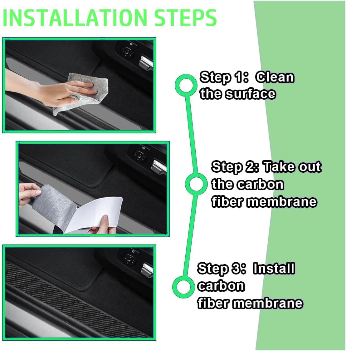 Car Door Sill Protector，9PCS Car Bumper Protector, Carbon Fiber Door Sill Strip,Rear Bumper Protective Film,Universal Automobile Accessories Threshold Protection Sticker