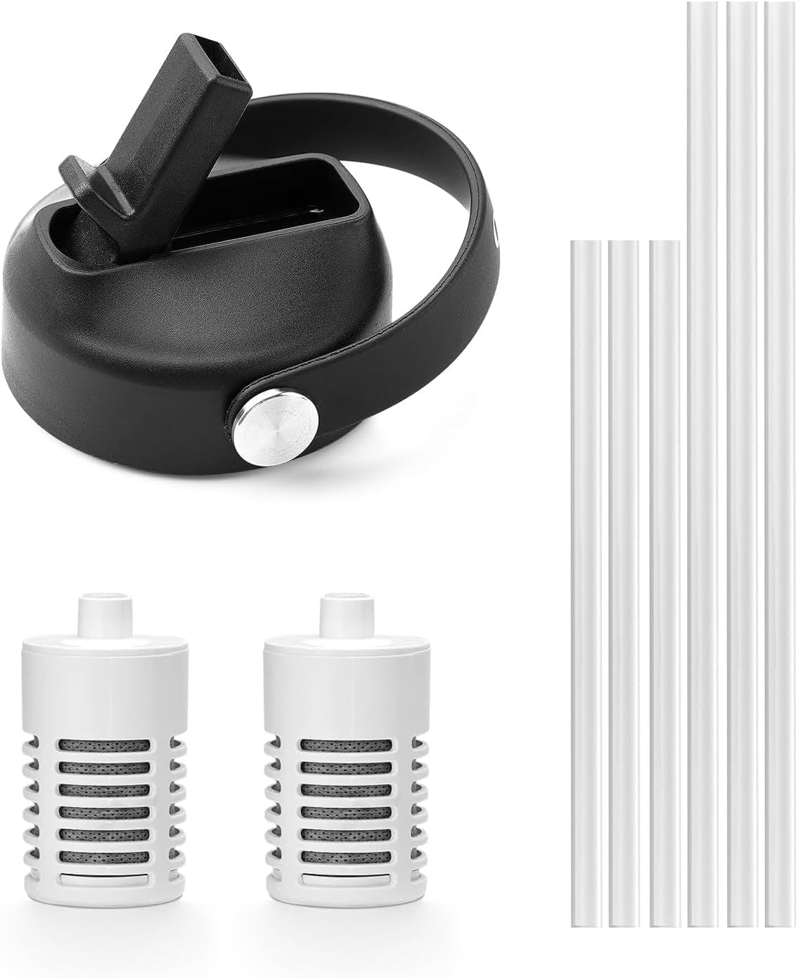 Water Bottle Filter Replacement with Straw Lid and Straws