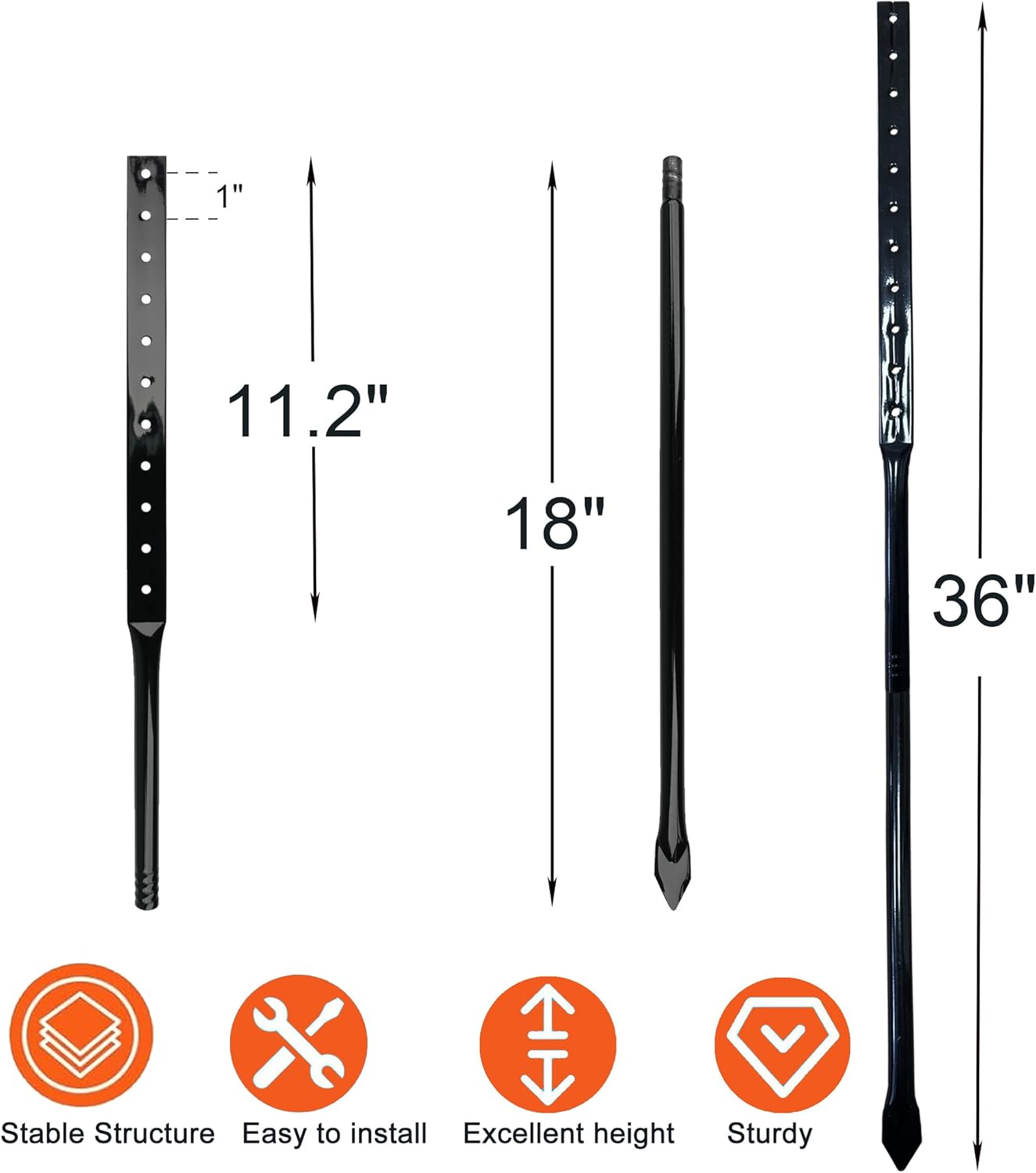 Metal Stakes for Yard Signs, 36-Inch Heavy Duty Posts, Black, 2-Pack