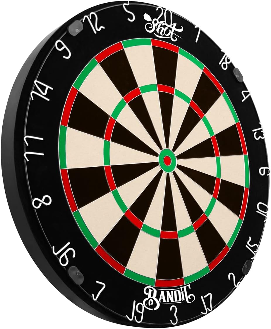 Shot Darts Official Competition Size, The Bandit Steel Tip Dartboard-Professional Bladed Bristle Board, Self Repair Sisal, Finest Bladed Dartboard 18" x 1 1/2" (SB3140)