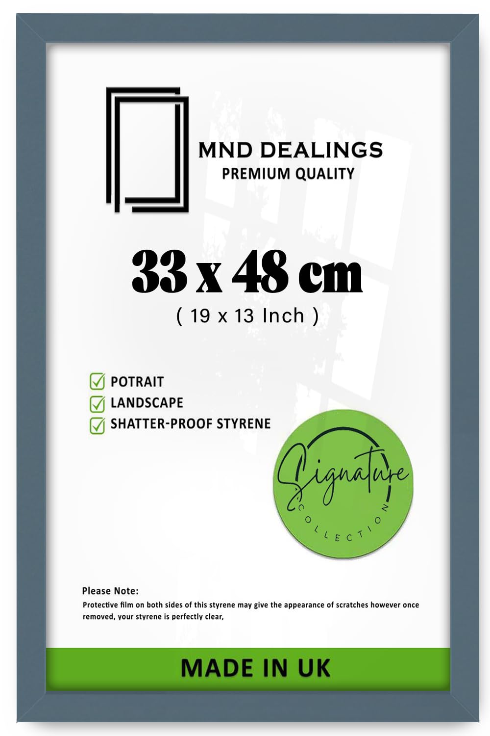 MND Dealings | Durable Picture Frame (33 x 48 CM) Perfect for Portrait/Landscape Art, Home & Office Wall Décor, Classic MDF Wood Finish with Hanging Hooks [ Dark Grey ]