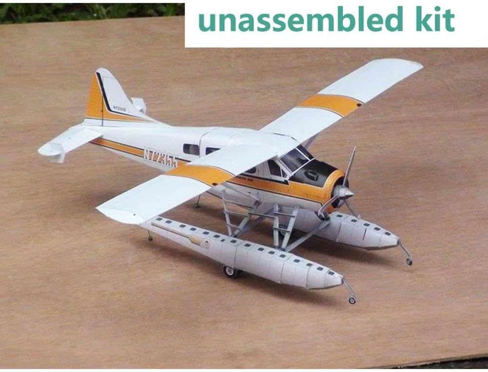 ZEZEFUFU 1:32 Scale DHC-2 Beaver Float Seaplane Paper Model Set Handmade DIY Paper Model for Collection Gift (Unassembled Kit)
