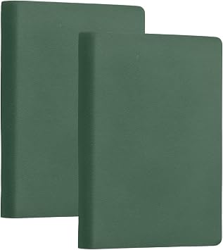 PATIKIL 2 Pcs Leather Pocket Notebook, 110 x 77 mm A7 Hardcover Small Mini Notebooks College Ruled 100 Sheets Journal Paper for Work Notes Study Meetings Daily Records, Green
