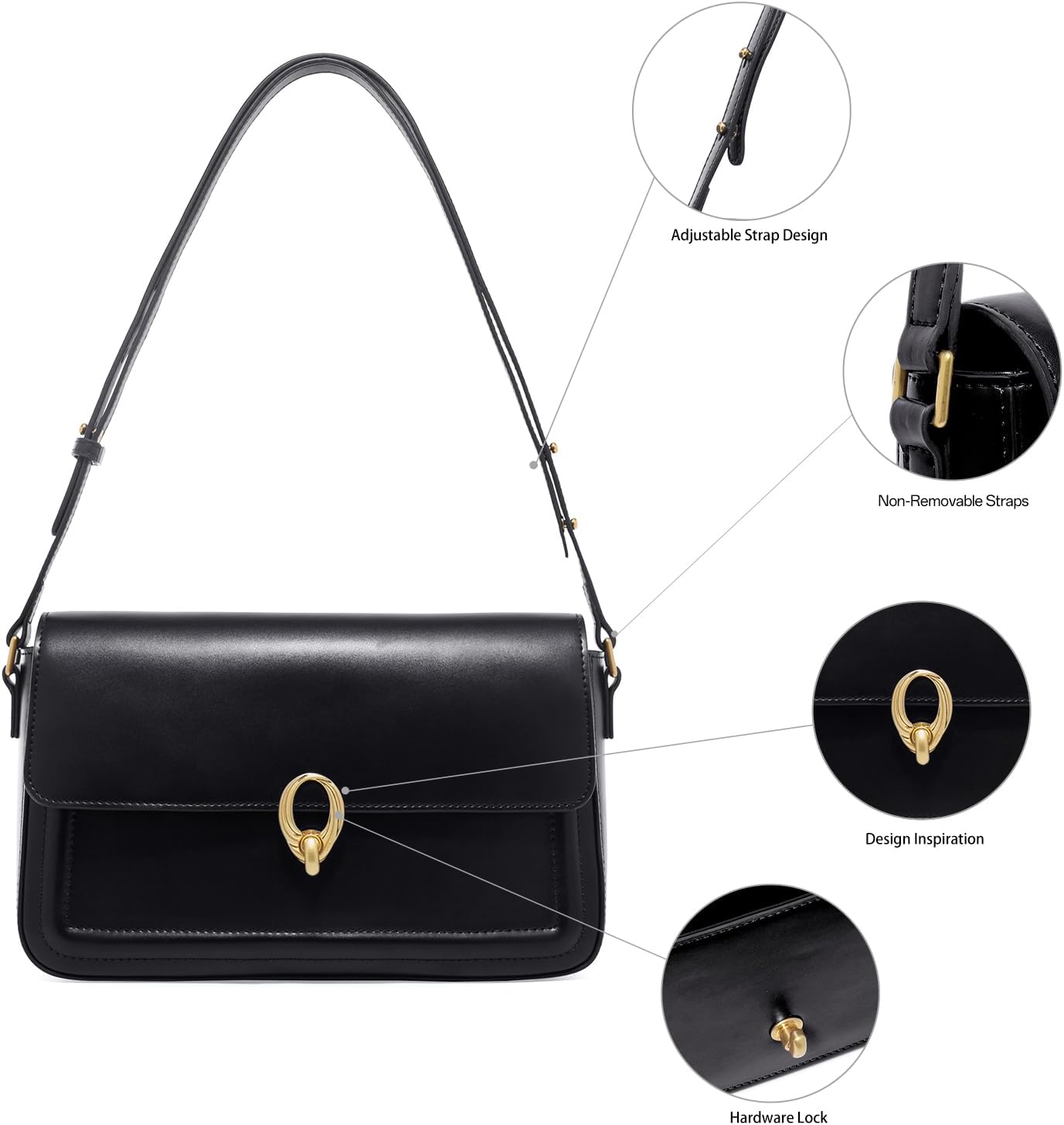 LAFESTIN Split Leather Shoulder Bags For Women with Adjustable Strap, Trendy Crossbody Purses, Designer Inspire Handbags | Split Leather, Trendy, Designer Inspire - Image 5