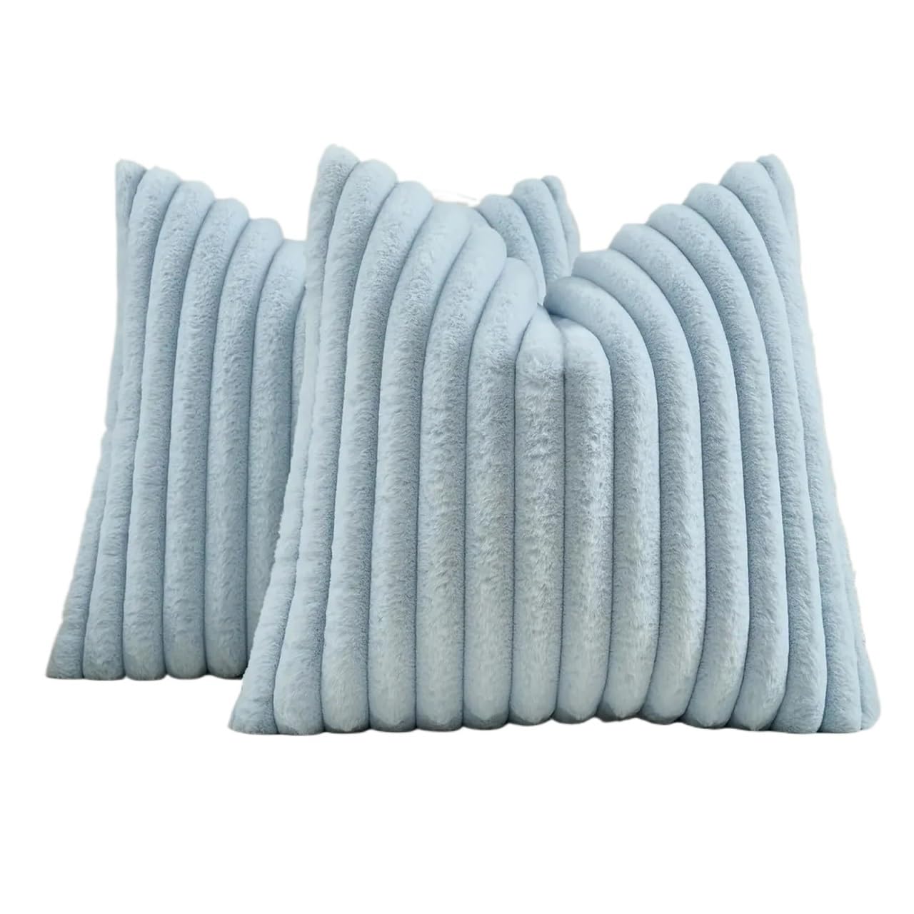 Housse de coussin en chenille et fourrure 55x55 cm rectangulaire bicolore