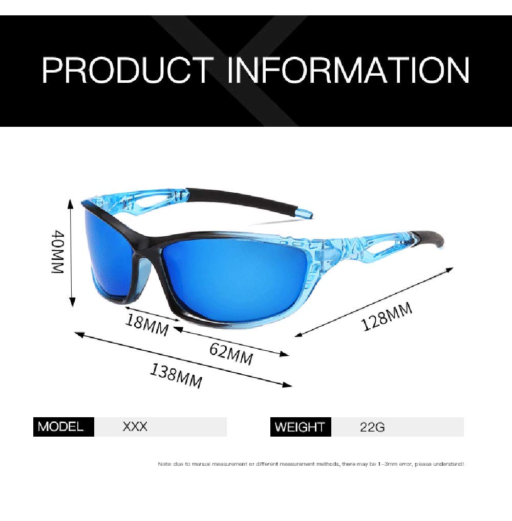 Long Keeper Polarised Sports Sunglasses For Men Women UV Protection Eyewear For Cycling Golf Fishing Running Sunglasses (Black Blue Frame Blue Lens) - Image 3