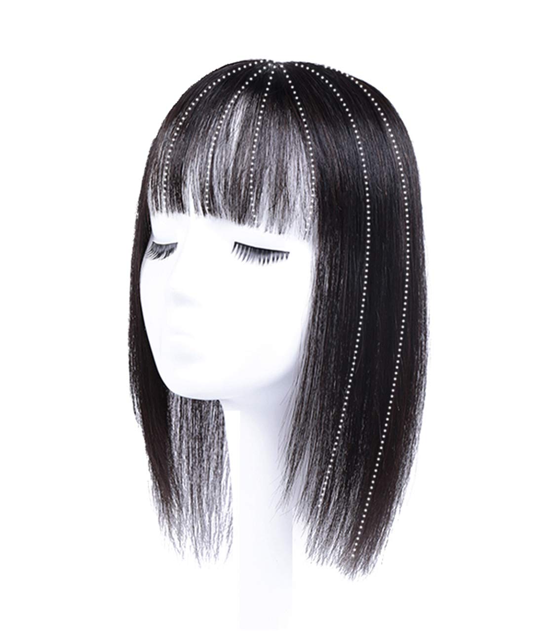 8 x 12 cm base de seda clip en la corona de pelo humano con flequillo de aire para mujeres con calvicie femenino