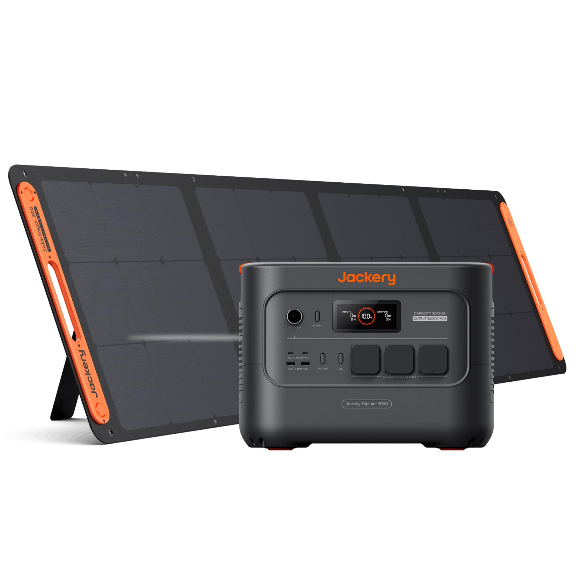 Jackery SG3000 V2 3072Wh Powerstation mit 200W Solarpanel, 3600W Dauerleistung, 2x USB-C PD100W, Kompakte Powerstation für Notstrom, Camping, Wohnmobil & Haushalt