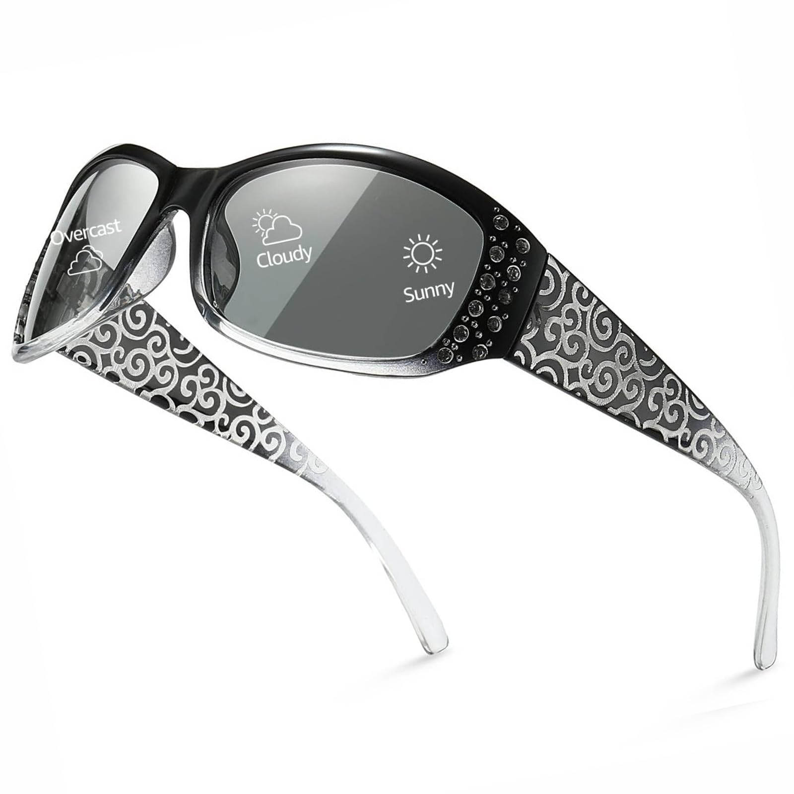 Myiaur Selbsttönend Sonnenbrille Damen Modischen Photochrome Polarisierte Wrap Around Sonnenbrillen mit UV400 Schutz für Autofahren