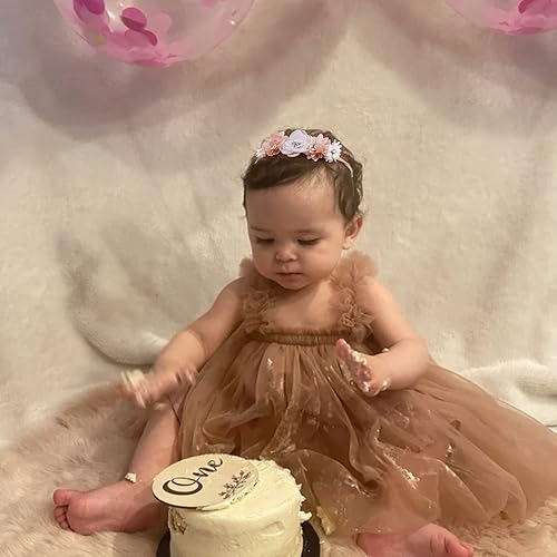 Miniatura 5 de cherrboll 3 diademas de flores para bebé súper suaves y elásticas de nailon floral para recién nacido