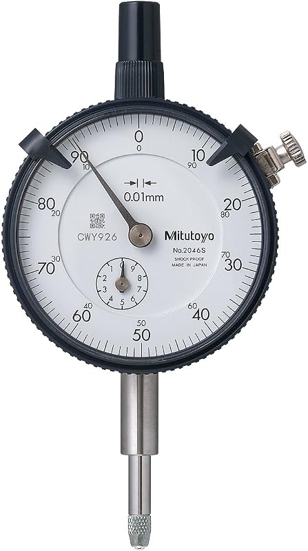 Mitutoyo 2046S, indicador de cuadrante de 0,01 mm x 10 mm, 0-100, lengüeta trasera, serie 2, vástago de 8 mm | Lug Back, Serie 2, Vástago de 8 mm