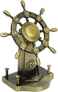 ELEGANT LIFESTYLE Metal Nautical Ship Wheel Showpiece Vintage Multicolor Sculpture for Car Dashboard Table Home Office Decor Gift Item - 12 cm (Metal, Multicolor)