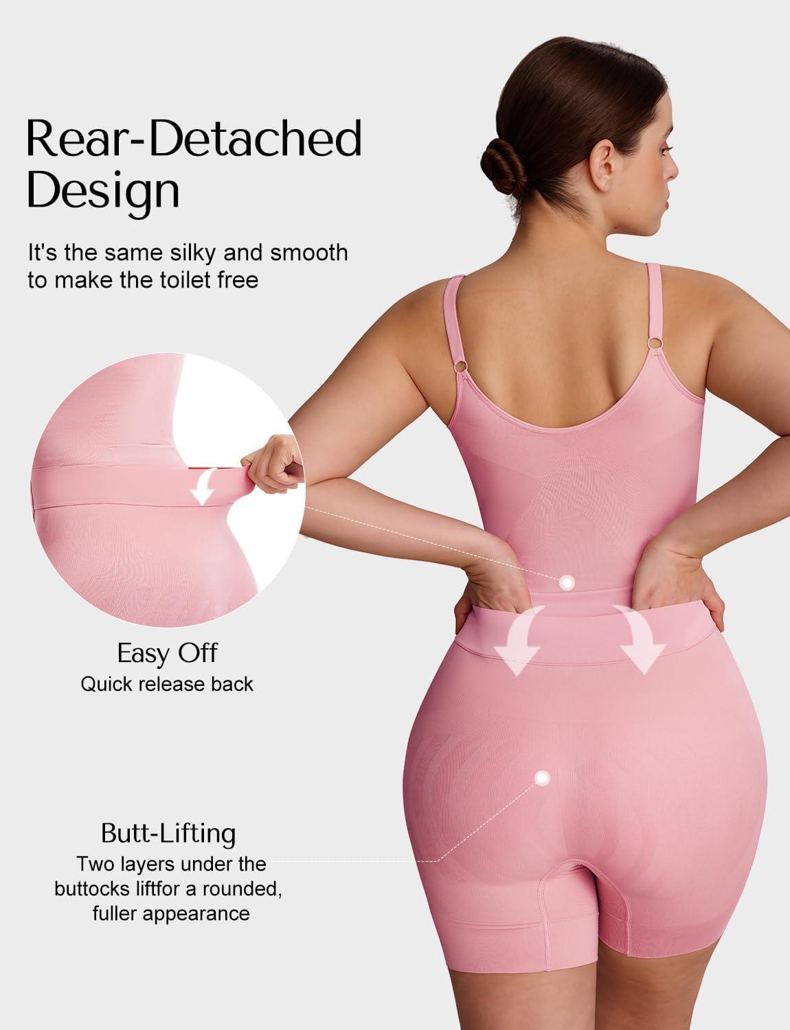 Condition photo showing New/Like New for shecurve easyslide bathroom- friendly seamless shapewear bodysuit, tummy control back support sculpting body shaper for women xx-large pink