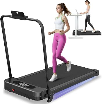 Walking Pad Foldable, 3 in 1 Treadmill with 7% Incline, 2.5HP Under Desk Treadmill, Walking Pad with Handle, 1-8KM/H Running Machine, LCD Display, Treadmills for Home Foldable