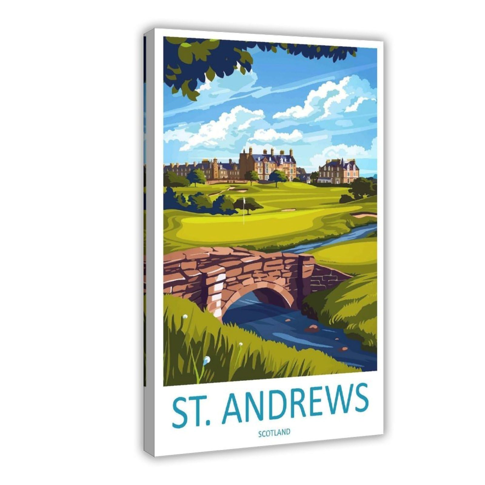 Qogdaf St Andrews Golf Course Travel Scotland Canvas Poster Bedroom Decor Landscape Office Room Decor Gift 16X24inch(40X60cm)