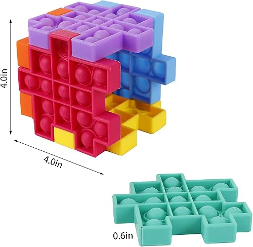Miniatura 2 de Tesalate Push Bubble Hoyuelo barato Cool Cute Fun Digits pops Fidget Sensory it Puzzle Cube Juguetes Set de 6 Fotos para niños Adultos Regalo