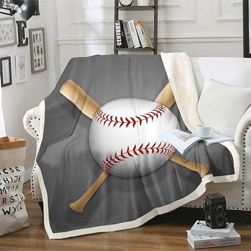 Erosebridal Manta de béisbol impresa en 3D, manta de forro polar con diseño de bate de béisbol para niños, adolescentes y adultos, regalo de
