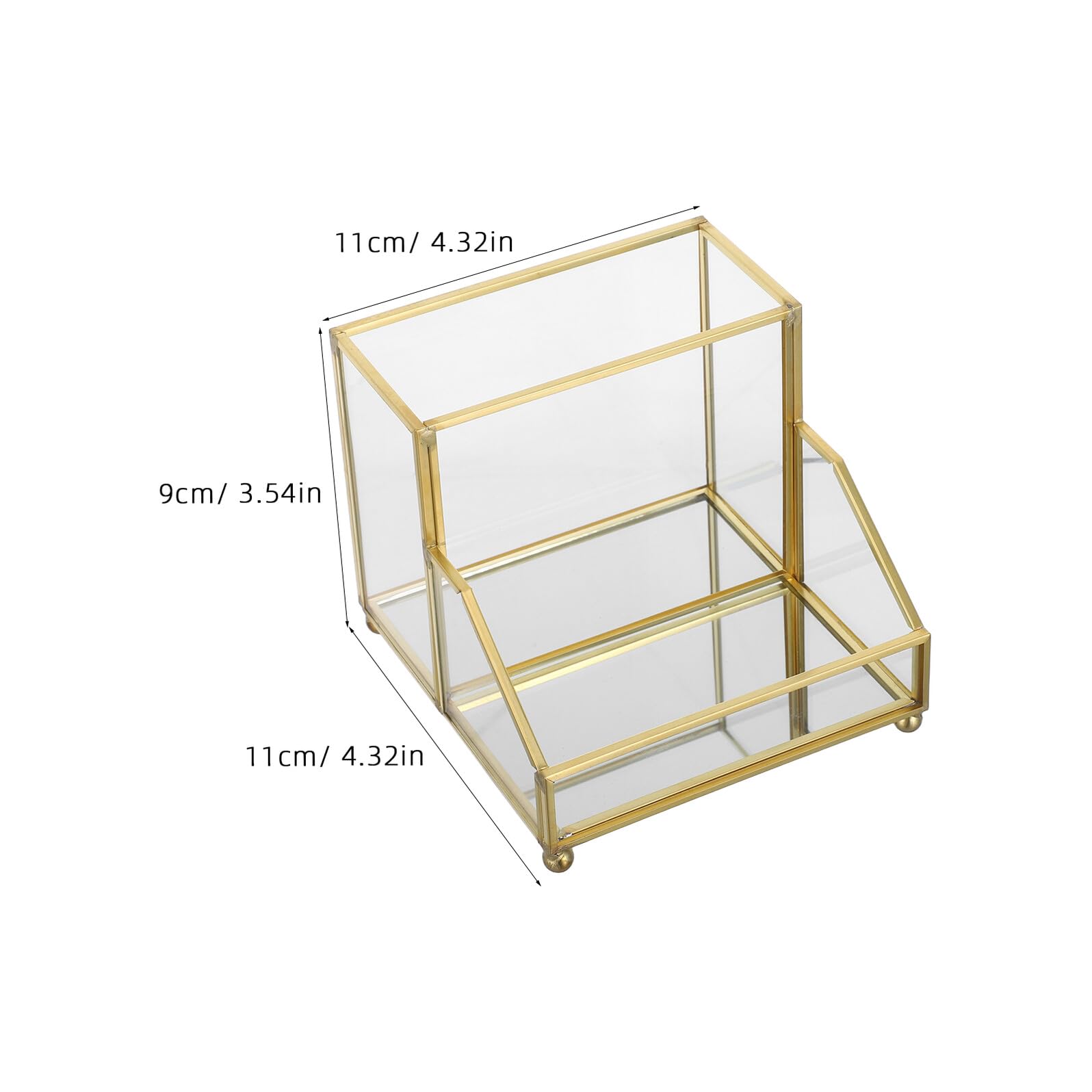 Tarjetero de Vidrio E Hierro con Marco Dorado para Escritorio | Borde Dorado Elegante, Uso en Mesa y Oficina, Intercambio Rápido de Tarjetas