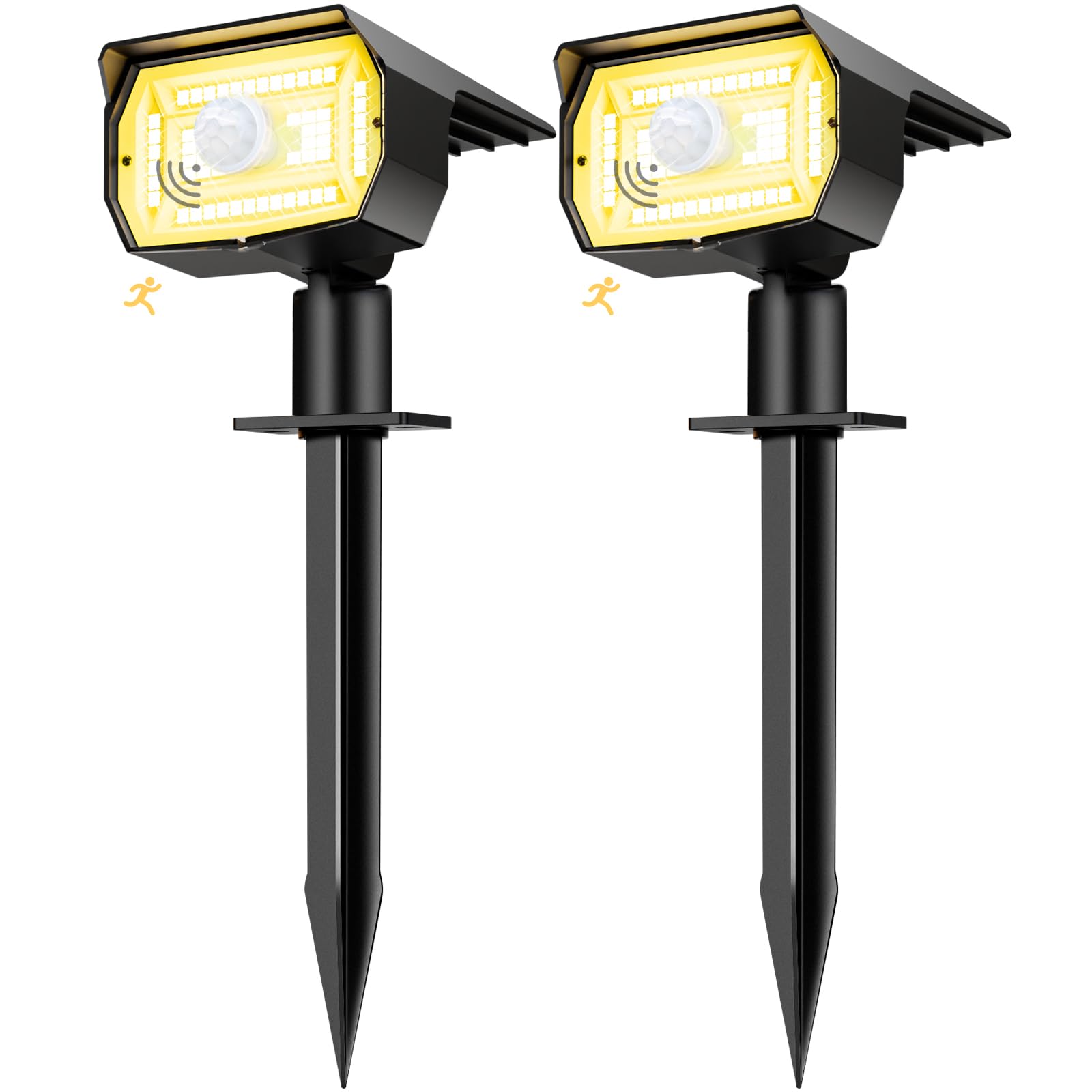nipify 2 Pack Solar Lights Outdoor Garden Motion Sensor, 56 LED 3 Modes Solar Security Light, IP65 Waterproof Spot Lights for Pathway Driveway Walkway,3000K Warm White