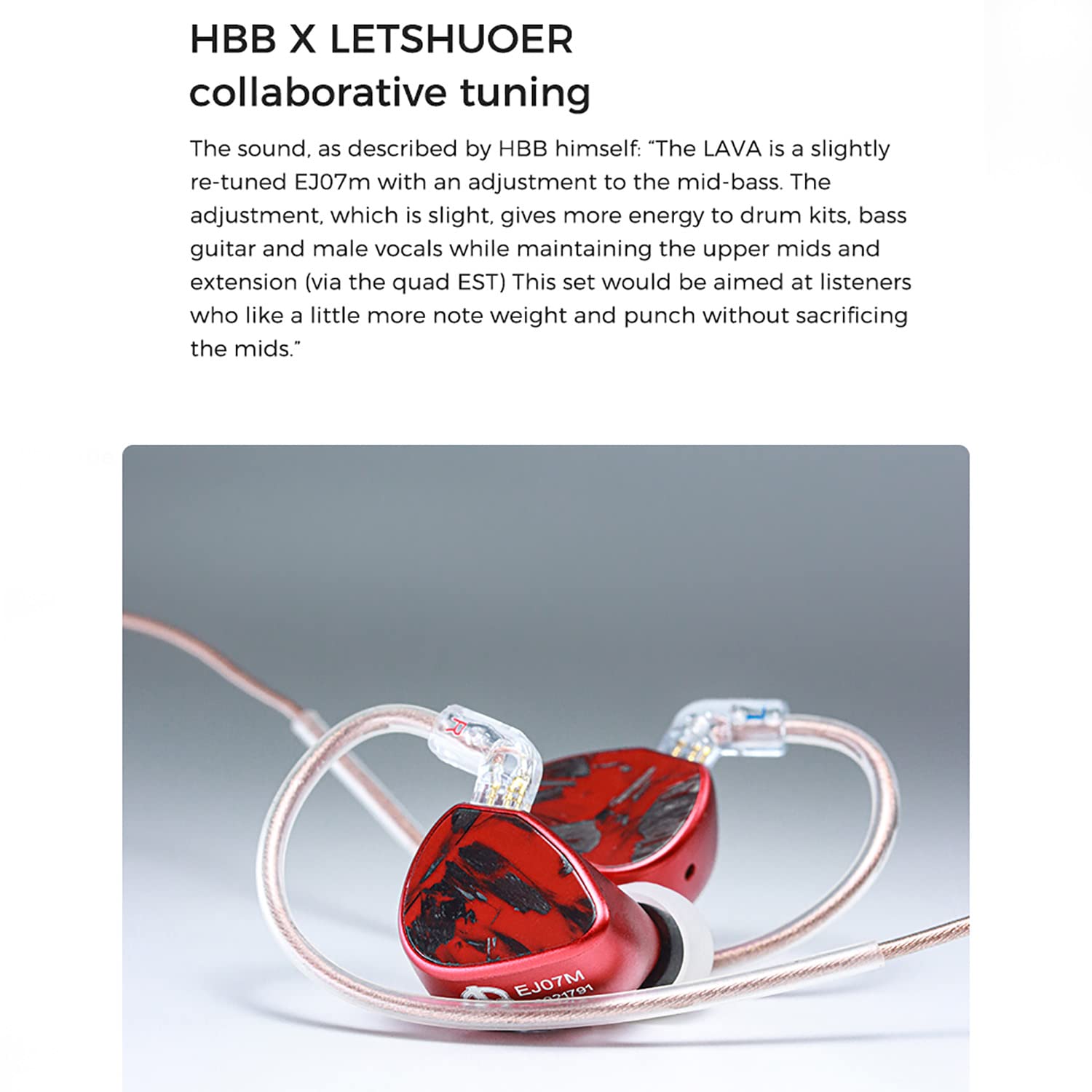 イヤホン LETSHUOER x HBB EJ07M Kinda Lava Edition LETSHUOER EJ07M HBB Kinda Lava Edition IEMs, fones de ouvido