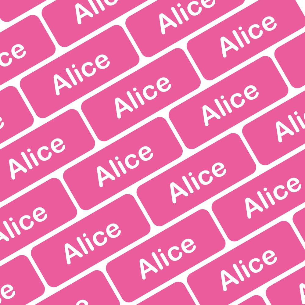 My Nametags® 175 Mini Name Stickers Pack | Personalised Small Labels for School Supplies Like Pens, Pencils, Markers & Other Stationery | Waterproof No-Iron Mini Tags for All Ages | Deep Pink