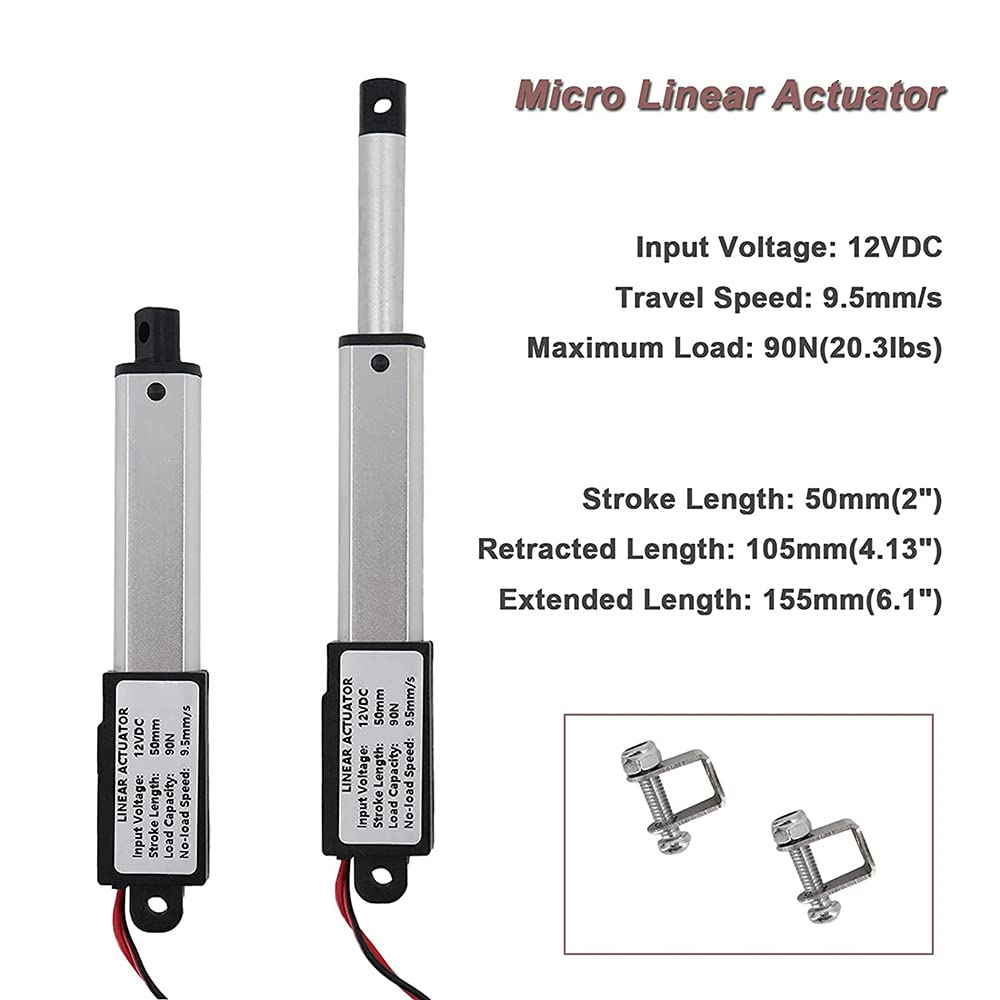 Actuador lineal eléctrico 12V 2 pulgadas 90N 20 libras 9.5mm/s impermeable
