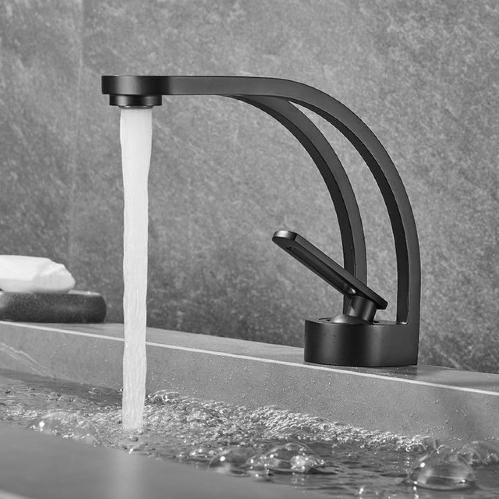 Robinet de lavabo mitigeur chaud et froid noir robinets de bain en laiton