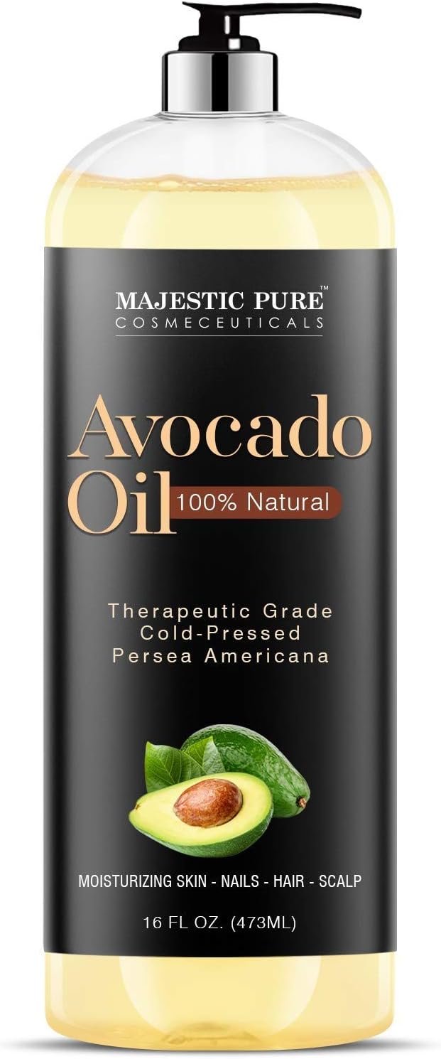 Avocado Oil for Hair and Skin - 100% Pure and Natural, Cold-Pressed, for Skin Care, Massage, Hair Care, and Carrier Oil to Dilute Essential Oils, 470ml