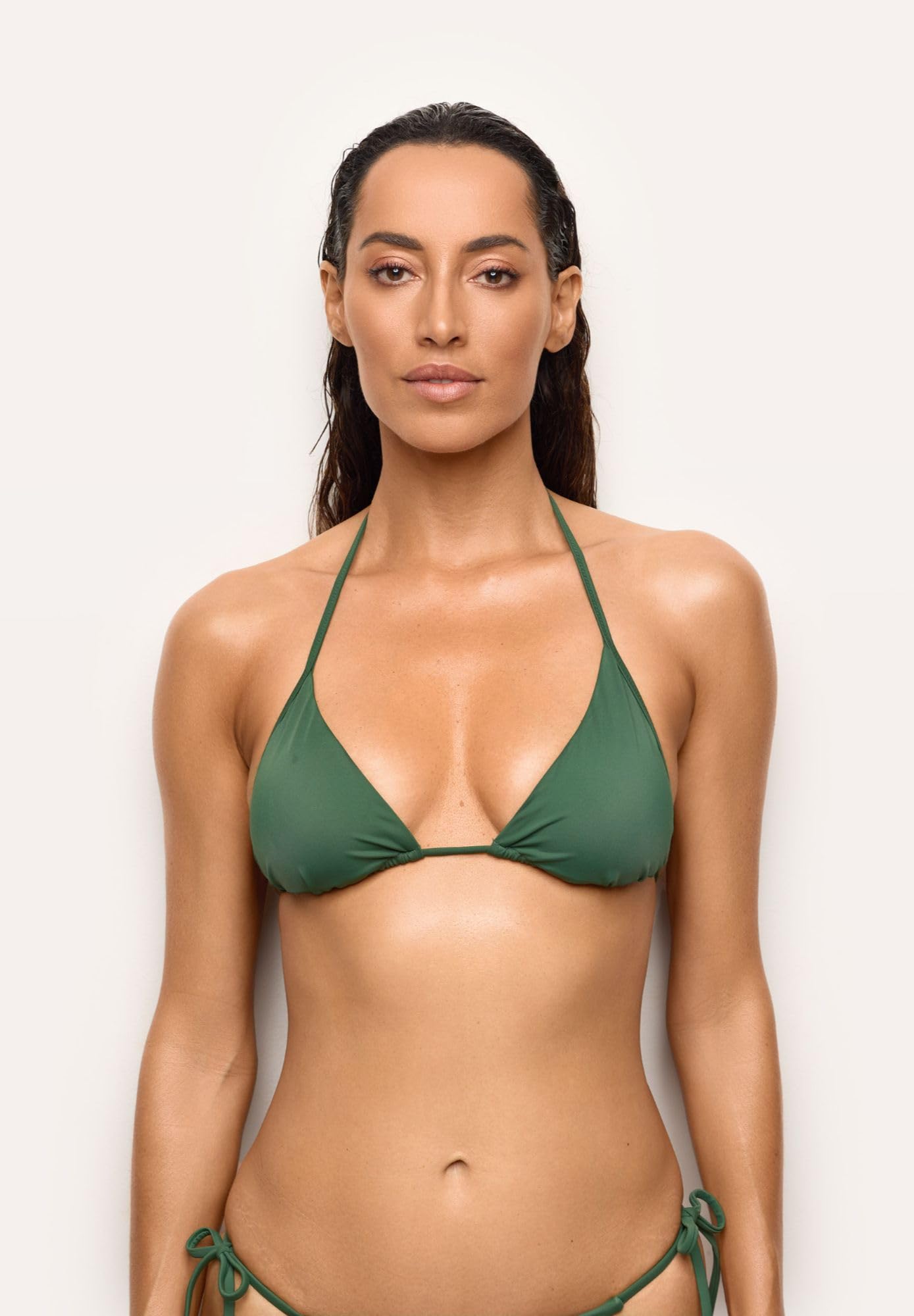 YAMAMAY - Bikini Parte Alta a Triangolo Senza Ferretto, Imbottitura Removibile, Donna, Essentials, Verde, monocromo