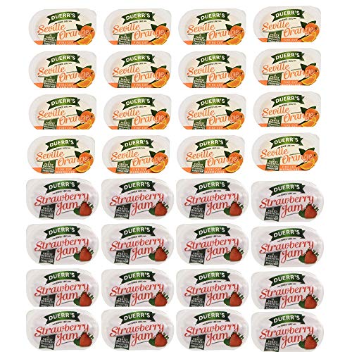 Seville Orange Marmalade and Strawberry Jam F Duerr & Sons Ltd 16x 20g of Each Flavour – Duerr’s Jam and Marmalade Individual Portions – Camping Catering Food Solutions Vegetarian Gluten Free