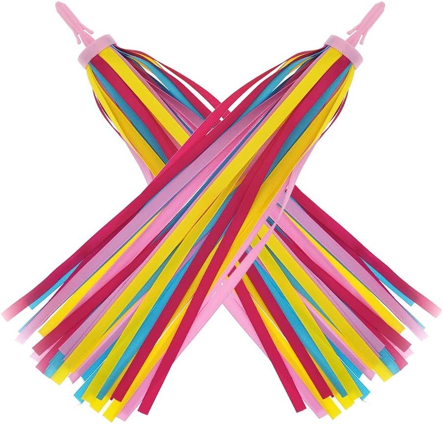 Deolven Kids Scooter Streamers,2 Pack Coloured Bicycle Tassel Bicycle Tassel Bike Handlebar Ribbo for Children Baby Girl Boy Bike Accessories 27CM Red Yellow Pink Blue Mixed - Image 3