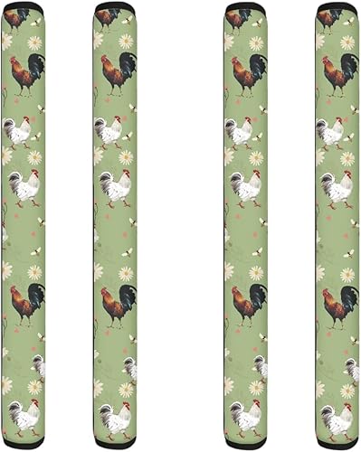 Vista 28 de 4 fundas para manija de puerta de refrigerador con flores marrones, lavables, antideslizantes, para nevera, horno, mantener alejadas las huellas