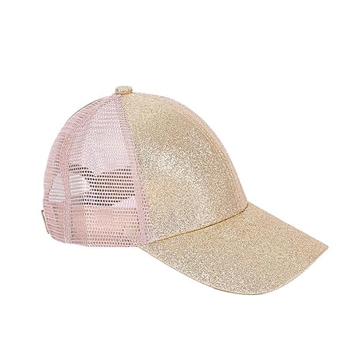 Rockreyoa Casquette de baseball pour fille - Paillettes - Casquette de baseball - Casquette de baseball brillante - Chapeau de soleil réglable - Casquette d'été - Casquette de baseball cool