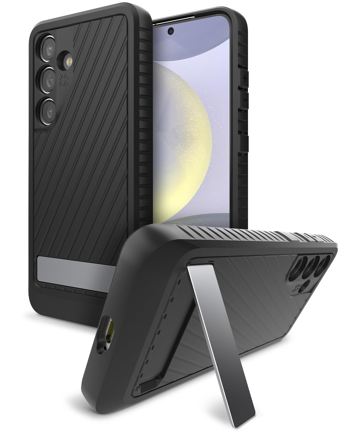 Coque Samsung S24 ZAGG Everest noire antichoc avec béquille intégrée