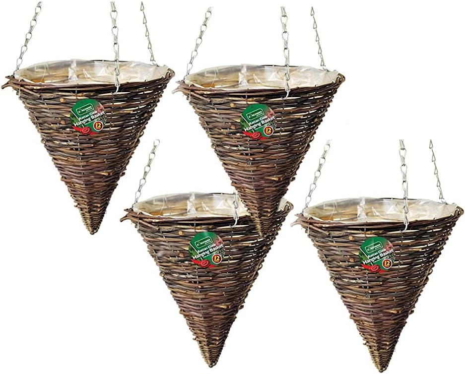 Newtay 4 Pcs 14" Cone Shaped Moss Liner Coconut Planter Basket Liners