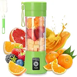 Copo portátil elétrico USB para liquidificador, mini liquidificador para shakes e smoothies, suco - 380 ml, seis lâminas, verde