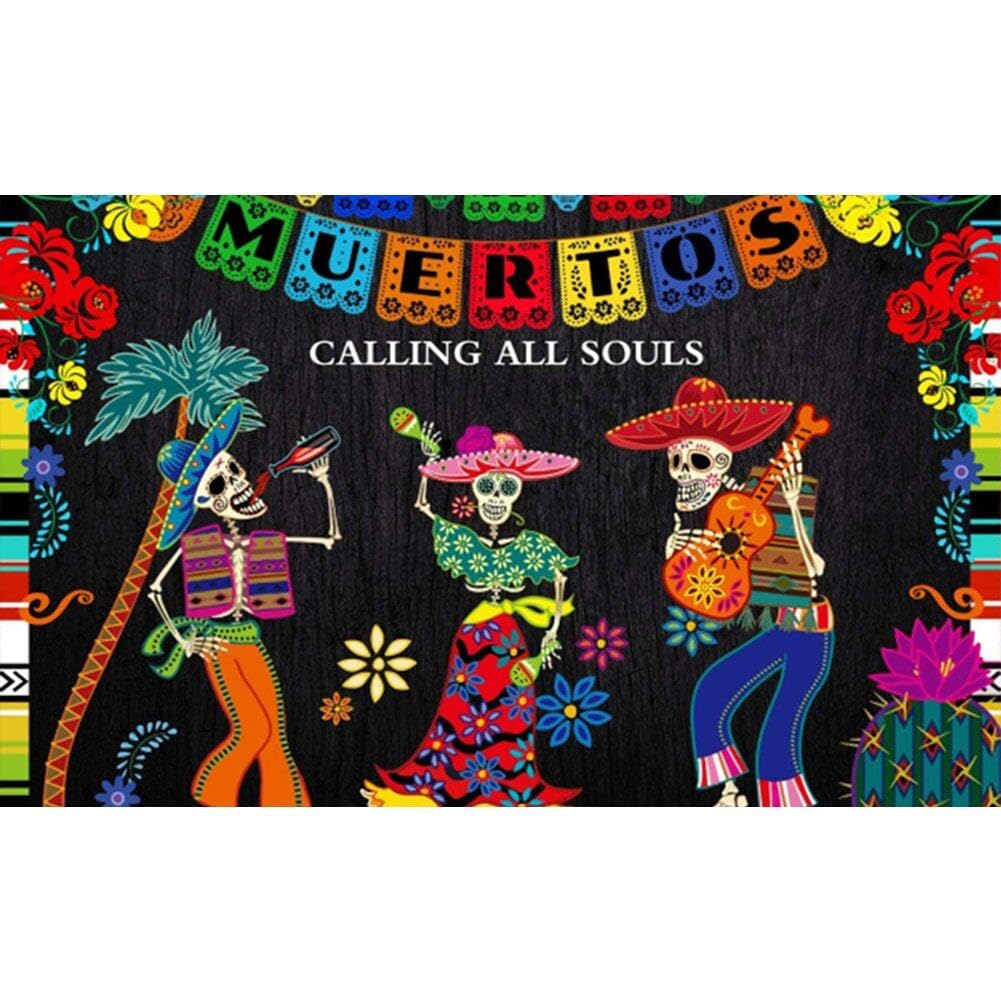 Casiler As Shown Day Of The Dead Halloween Background Dance Party Fiesta Skull Backdrop Dia De Los Muertos Birthday Party Banner