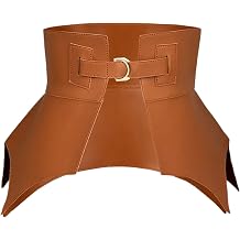 Sweet Ladies Wide Belt Heart Buckle Vintage Edge Faux Leather Fashion Wild Ruffle Edge Women ' s Belt Waist Seal Faux Leather Waist Straps Wide Straps for Women Night Club with Ruffle Retro Harness