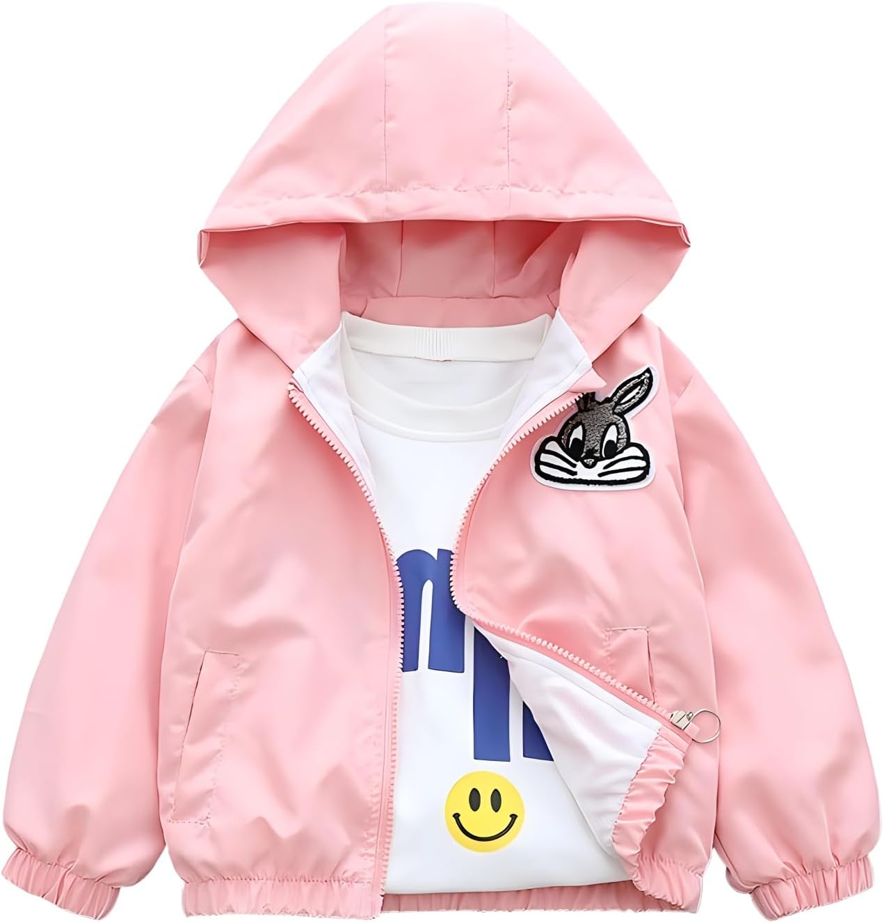 Vinmin Girls Hooded Jacket Rabbit Zip Coat Little Girls Boys Jacket Lightweight Adorable Outerwear For Spring & Autumn - Image 2