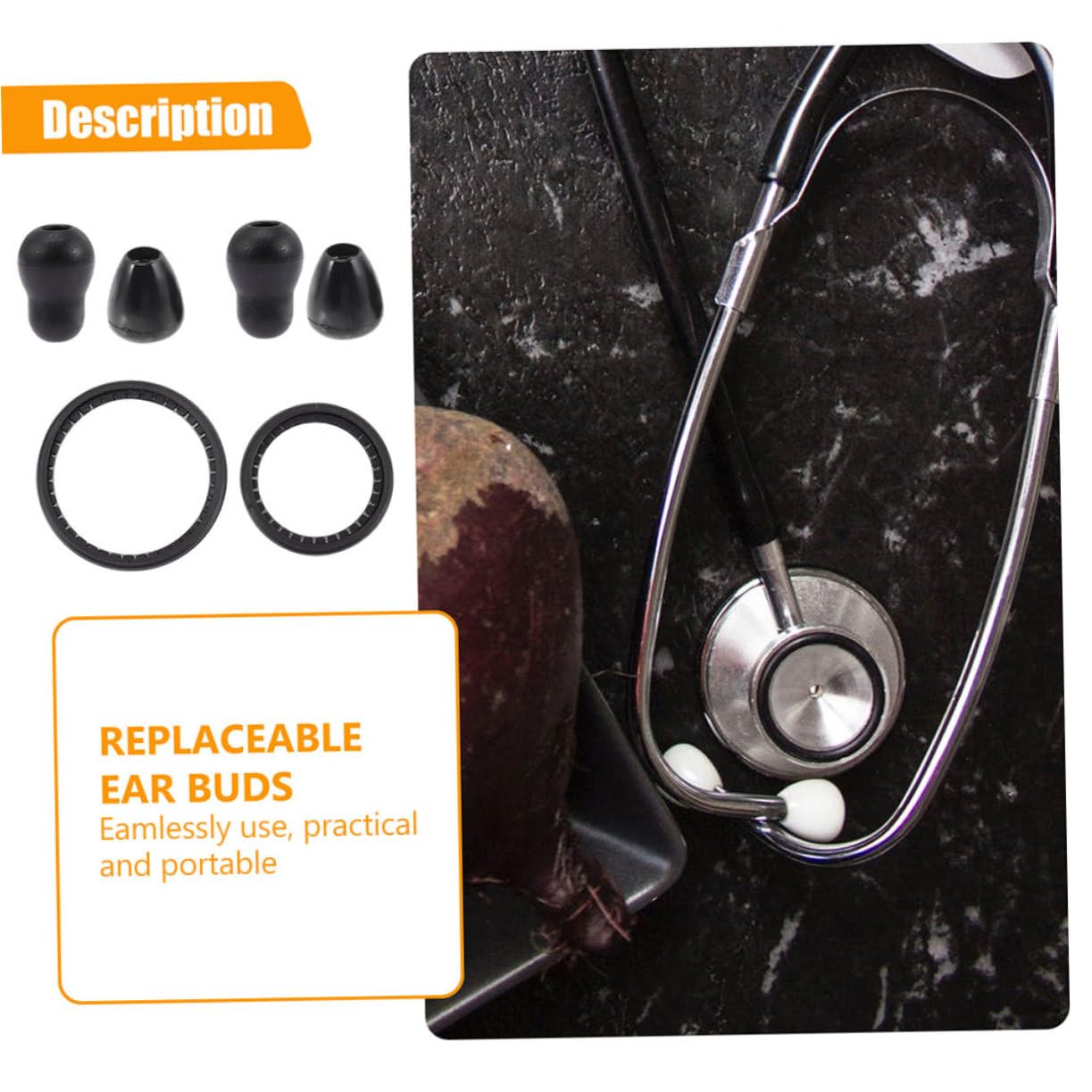 Gatuida 4sets Pediatric Diaphragm Replacement of Integrated Stethoscope Ear for Easy Use and Replacement Compatible Various Models Practical and Portable Accessories