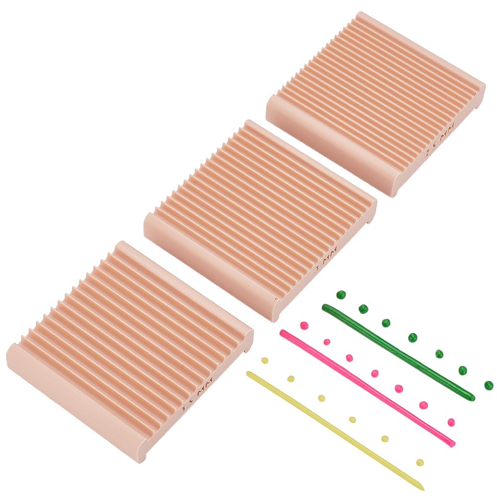 BENECREAT 3 Stück Polymer Clay Perlenformer Set in 3 Größen, Plastik Perlenformer mit 2.5mm 3mm 3.5mm Schlitz, Pfirsichfarbenes Tonkugel Rollwerkzeug für Schmuckherstellung und DIY Tonperlen Formung
