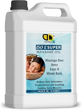 زيت التدليك المريح من ISO Super E للعضلات المسامية - زيت تدليك العضلات المسامية بجودة المنتجع الصحي - زيت التدليك الدافئ زيت التدليك غير الدهني والجسم للرجال والنساء - طبيعي 100٪ 2.5 لتر