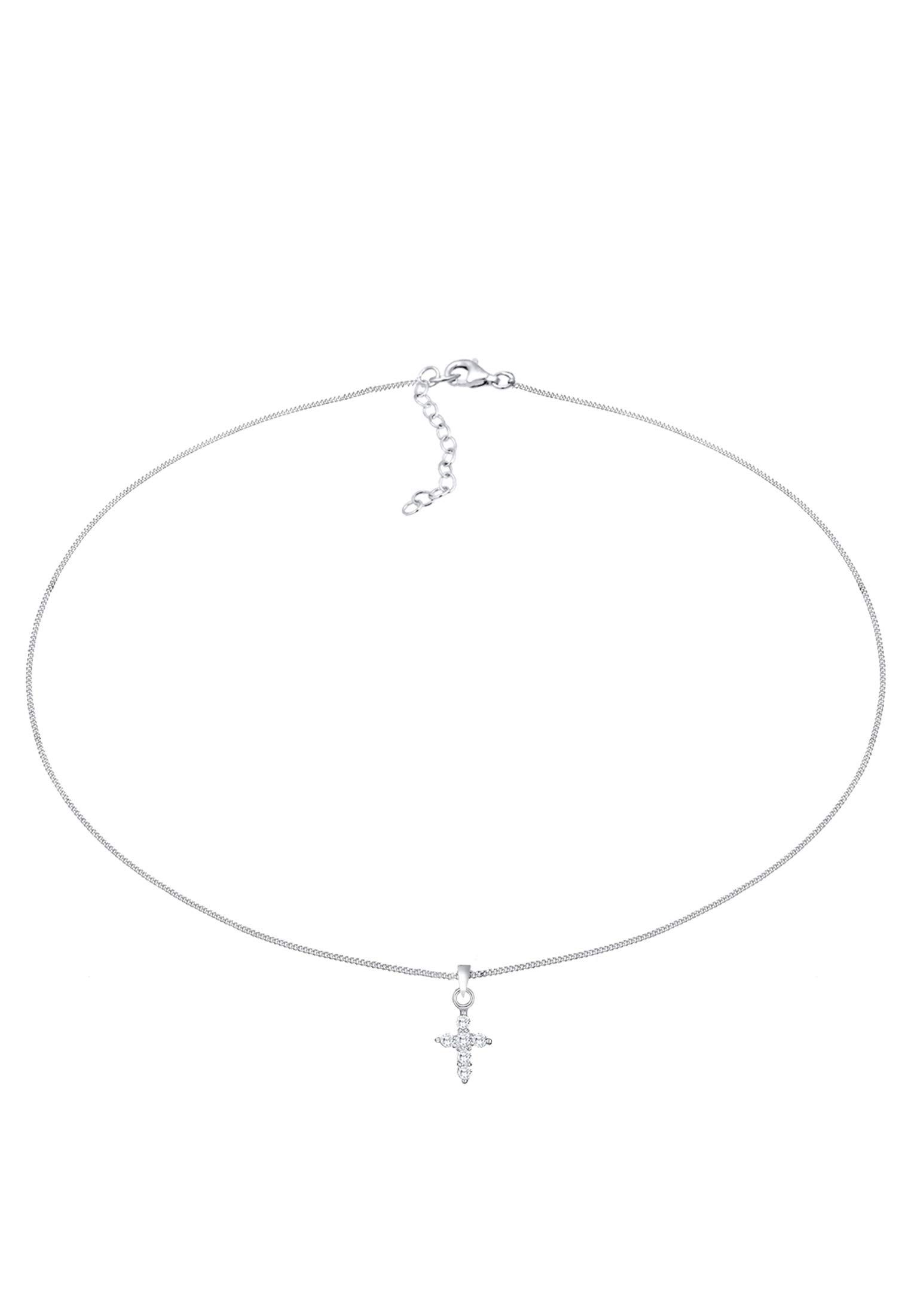 Elli Collana da donna con ciondolo a forma di croce in filigrana con cristalli di zirconia in argento Sterling 925
