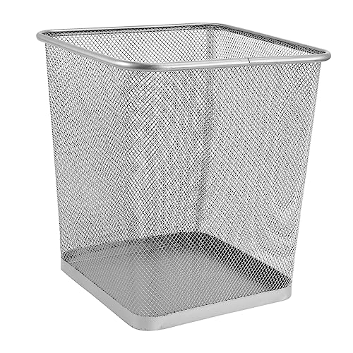 Alipis Metal Garbage Bin Mesh Trash Can Square Wastebasket Open Top Waste Basket Bin Trash Can Garbage Cans for Under Desk Office Home Apartment Dorm Room Bedroom Mesh Rubbish can