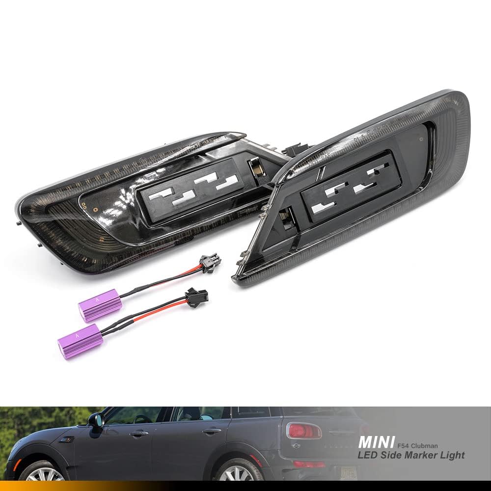 Indicatori laterali Indicatore luminoso a LED con ripetitore per 2016-2021 Mini Clubman F54 One Cooper S D SD ALL4 Steptronic JCW Indicatore di direzione a led ambra 2 pezzi Lente fumo