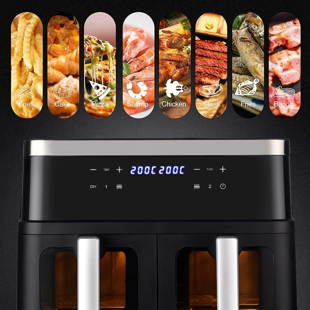 Bakaji Friggitrice ad Aria Calda Senza Olio Airfryer Frigge Cuoce Arrostisce in modo Naturale e Salutare Potenza 2400W con Timer Regolazione Temperatura fino a 200° (12 Litri)