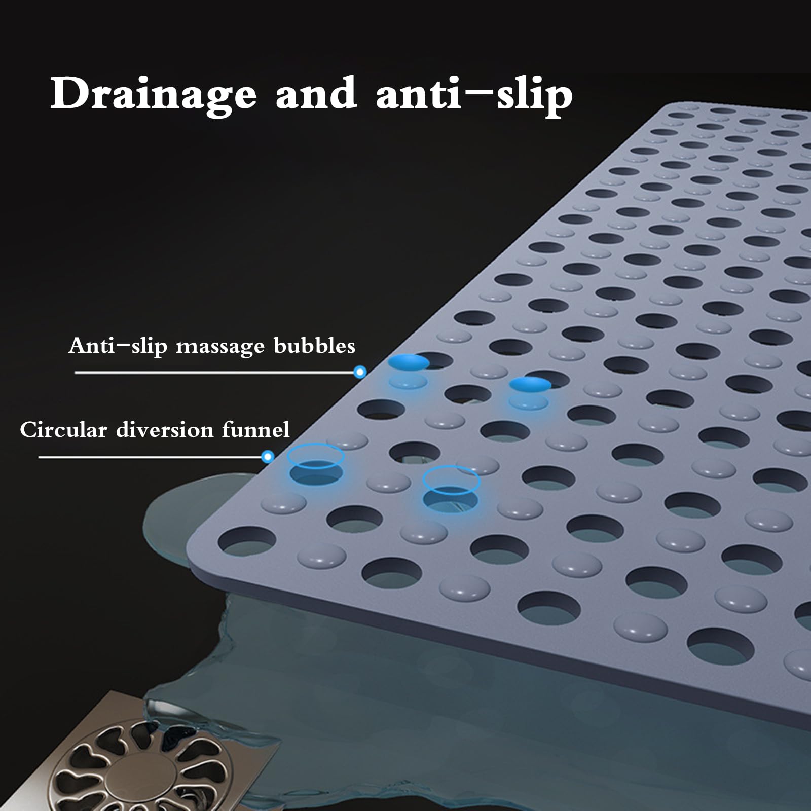 Tappetino Antiscivolo Vasca da Bagno,Tappeto Doccia con Forti Ventose,Tappetino Doccia Antiderapant con Fori Drenaggio,Antiscivolo,con Ventose,Ideale per I Bagni di Casa,Hotel,Palestra