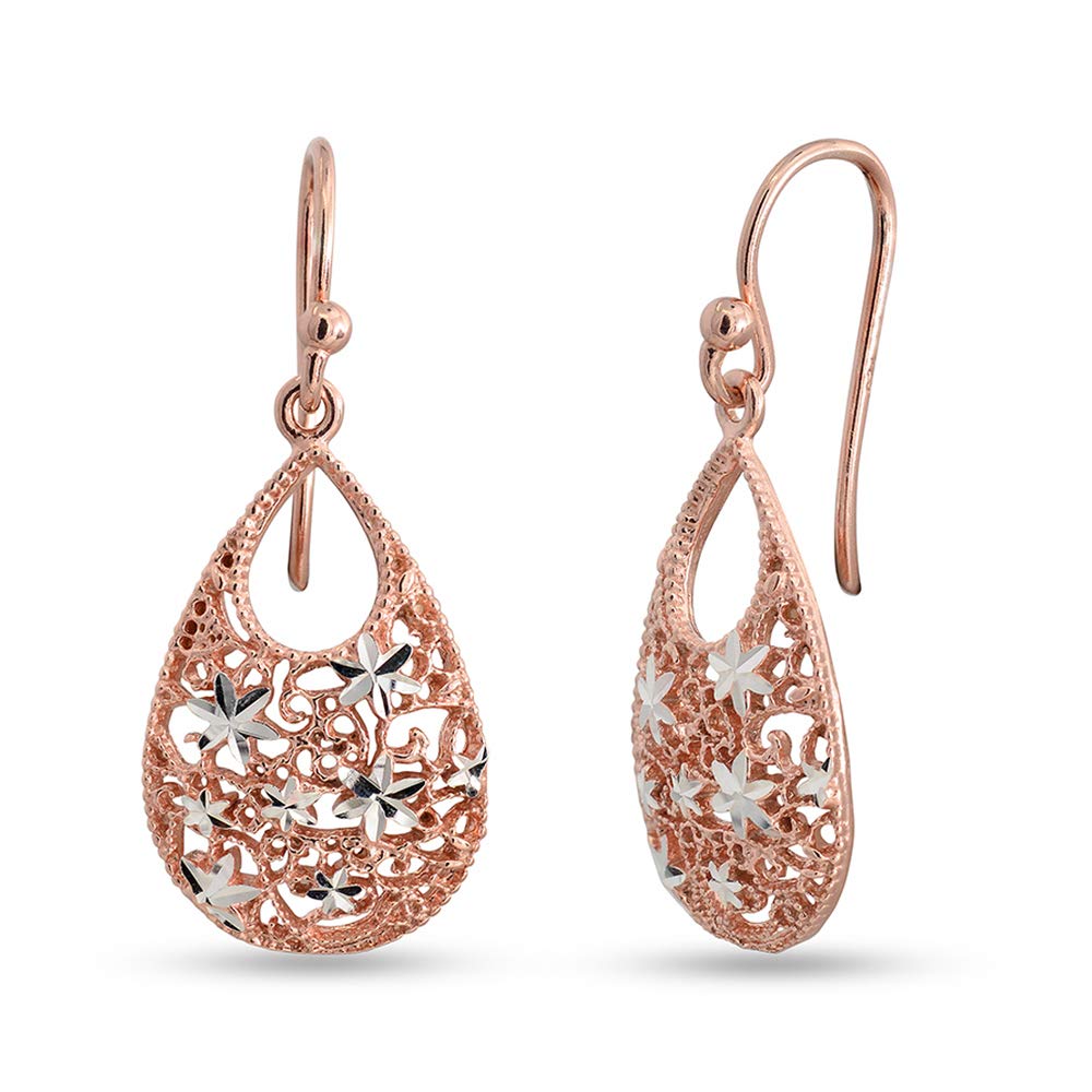 LeCalla 925 Sterling Silver BIS Hallmarked Turkish Tear-Drop and Dangle Small Earrings for Women and Girls