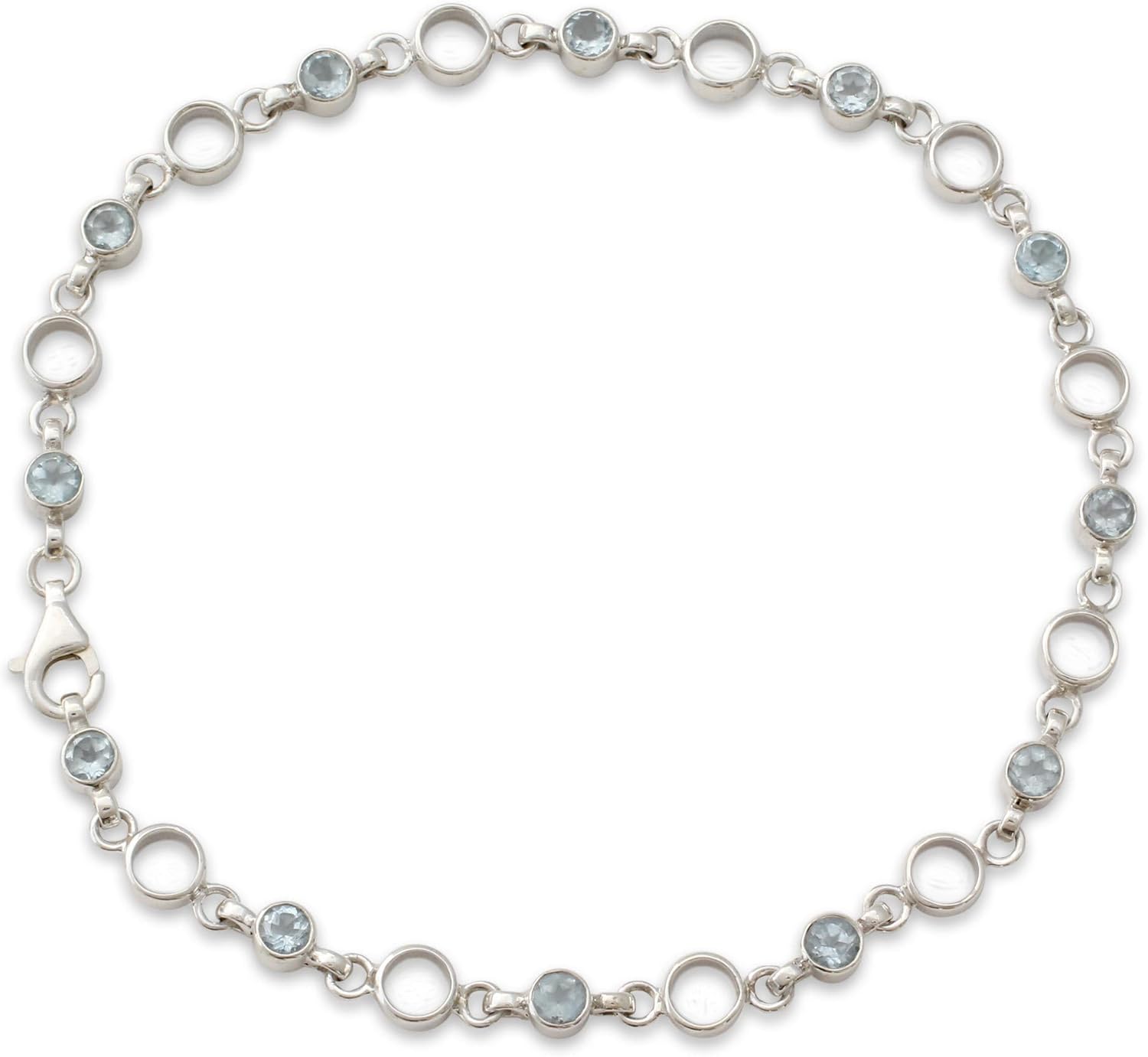 NOVICA Artisan Handmade Blue Topaz Link Anklet Style with .925 Sterling Silver India Serenity Birthstone 'Elegant Simplicity'